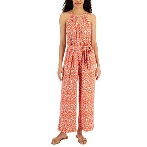 NWT Studio by JPR Knit Printed Sleeveless Jumpsuit Peach Echo Orange Multi L